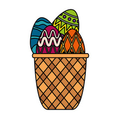 eggs painted in basket happy easter