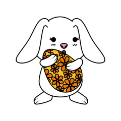 cute rabbit with easter egg painted