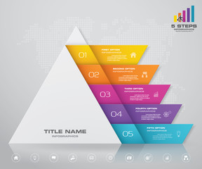 5 steps pyramid with free space for text on each level. infographics, presentations or advertising. EPS10.