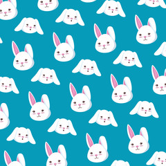 cute rabbits heads pattern background