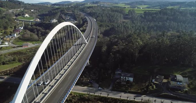 Aerial view of Viaduct in Navia Asturias Spain