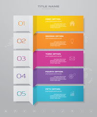 5 steps simple&editable process chart infographics element.