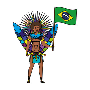 brazilian male dancer waving flag