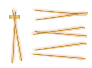 Chopsticks. Set Accessories for Sushi Isolated on White Background. Vector Illustration