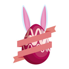 egg painted with rabbit ears easter icon