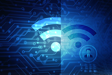 2d illustration WiFi symbol with man