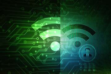 2d illustration WiFi symbol with man