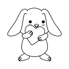 Obraz premium cute rabbit with heart love