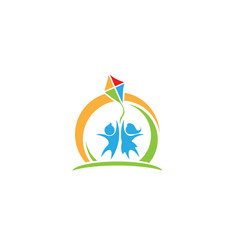 Happy kids logo vector illustration. children logo. child care. kindergarten. pre school. icon. vector illustration. minimalist - Vector eps 10