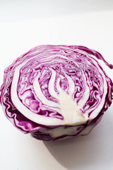 Red cabbage in a section. Cabbage on a white background.