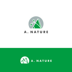 Letter A,  organic logo template vector illustration