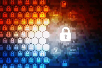 2d illustration Safety concept: Closed Padlock on digital background