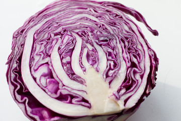 Red cabbage in a section. Cabbage on a white background.