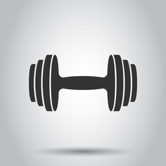 Dumbbell fitness gym in flat style. Barbell illustration on white background. Bodybuilding sport concept.