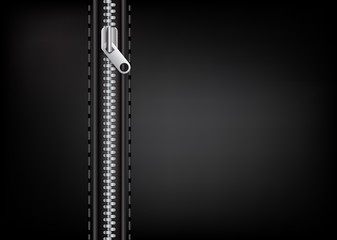 Vector silver zipper on a leather background