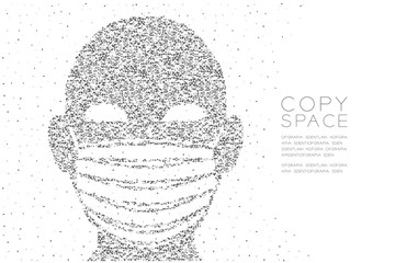 Head with Dust mark or particulate respirator Abstract Geometric polygon square box and Triangle pattern, Pollution PM 2.5 concept illustration isolated on white background with copy space, vector