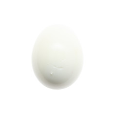 Peeled boiled egg isolated on white background