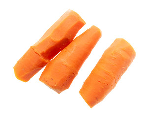 Boiled carrots on a white background