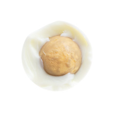 Peeled boiled egg isolated on white background