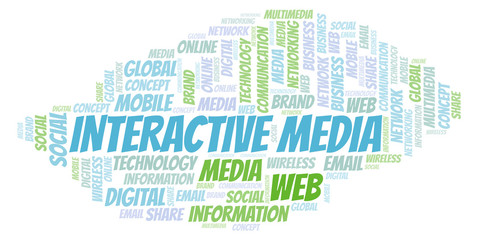 Obraz premium Interactive Media word cloud.