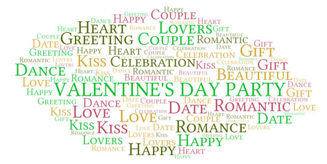 Valentine's Day Party word cloud.