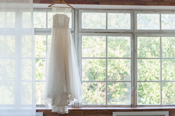  Bride dress on the window