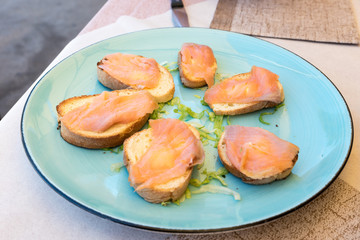 Appetizer Salmon tartine