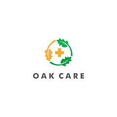 Oak Care logo design, Leaf organic icon vector