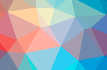 Illustration of abstract Blue, Yellow And Red horizontal low poly background. Beautiful polygon design pattern.