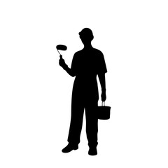 painter male vector silhouette on white background