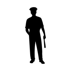 piliceman male vector silhouette on white background