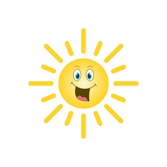 Cute sun icon or logo, Smiling Sun, Happy sun