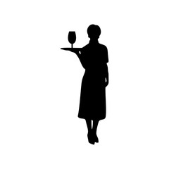 waitress female vector silhouette on white background