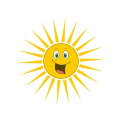 Cute sun icon or logo, Smiling Sun, Happy sun