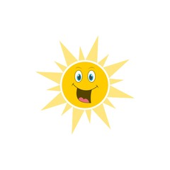 Cute sun icon or logo, Smiling Sun, Happy sun