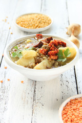 Linsensuppe Linseneintopf Linsen Suppe Eintopf
