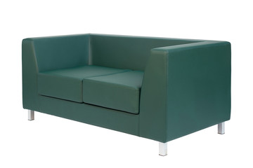 Green office sofa isolated on white background