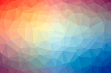 Illustration of abstract Blue, Red, Green And Yellow horizontal low poly background. Beautiful polygon design pattern.