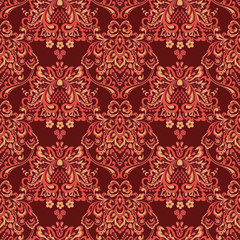 Vector floral wallpaper. Classic Baroque floral ornament. Seamless vintage pattern