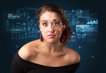 Face detection and recognition. Computer vision and artificial intelligence concept.
