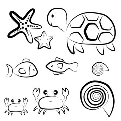 Vector colletion of cute black and white sea animals