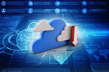 3d illustration  downloading arrow with cloud
