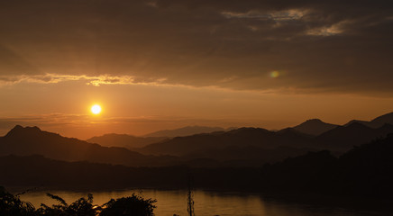 Sunset from Mount Phousi at Lugang Prabang Laos