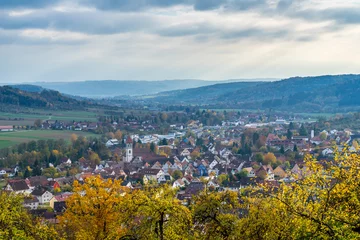 Foto op Canvas Germany, Beautiful houses of rudersberg city from above © Simon