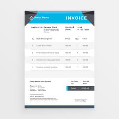blue geometric business invoice template design