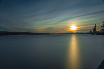 Nizhnevartovsk, sunset over river Ob