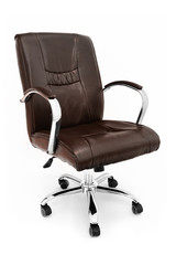Office premium chair. Modern brown leather chair for office managers and CEOs, isolated on white background