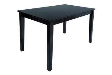 Wooden black dining table for living room or kitchen. Elegant classic table for eating, isolated on white background, clipping path included