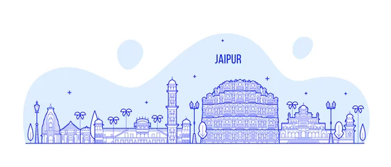 Fotobehang Jaipur skyline Rajasthan India city vector linear © Alexandr Bakanov