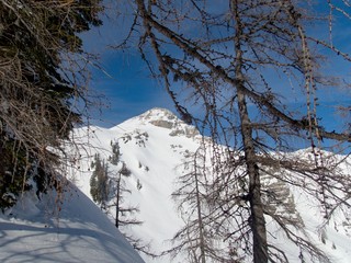 beautiful winter lanscape skitouring in the alps
